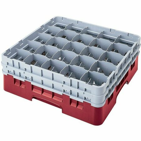 CAMBRO 25S738416 Camrack 7 3/4'' High Customizable Cranberry 25 Compartment Glass Rack 21425S738CR